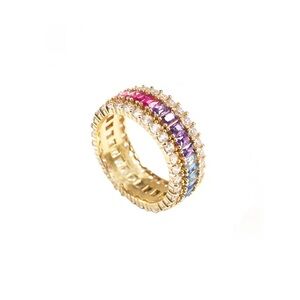 SOLD OUT - 3 Row Rainbow Ring by The M Jewelers NY